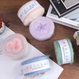100g Gradient Mohair Silk DIY Hand Knitting Sweater Yarn Ball High Strength Long Section Dyed Thin Cake Blended Yarn