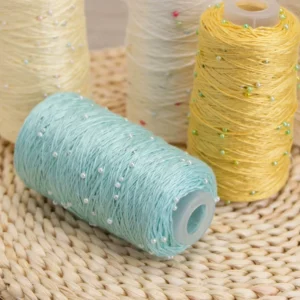 100g Pearl Beaded Mercerized Cotton Yarn Fine Crochet Thread Hand Knitting Fancy Bead Yarn for DIY Handmade Craft Weaving