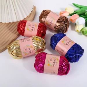 100g Shiny Polyester Yarn 44colors DIY Hand Knitting Leather Metallic T shirt Yarn for Bag