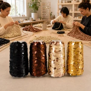 100g Teardrop Sequin Yarn Polyester Nylon Sparkle Fancy Yarn For Crochet Knitting Bags And Embroidery