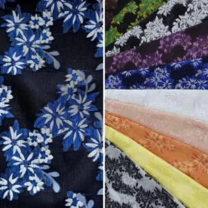 106gsm Metallic Floral Embossed Jacquard Fabric Yarn Dyed Breathable for Wedding Dresses Skirts Bags Custom Design Made