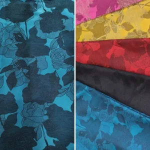 118gsm Big Flower Custom Design Made Yarn Dyed Polyamide Metallic Brocade Jacquard Fabric