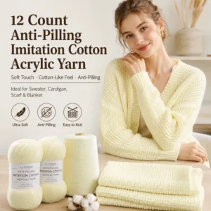 12 Count Anti Pilling Imitation Cotton Acrylic Yarn Soft Cotton Like Knitting Yarn for Sweater Cardigan Scarf Blanket OEM ODM
