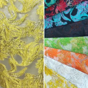 120gsm Thinner Flower Brocade Fabric Custom Color Made Dress Jacquard Organza Fabric