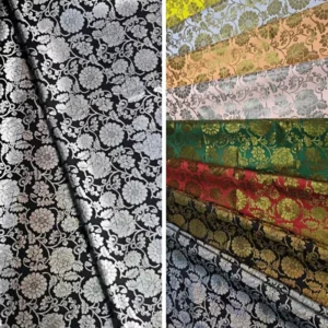 135gsm Double Faced Metallic Brocade Jacquard Woven Fabric 100% Polyester Lightweight Wedding Garment Fabric for Apparel