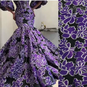 140gsm High Quality Metallic Floral Pattern Brocade Jacquard for Garment Apparel Fabric