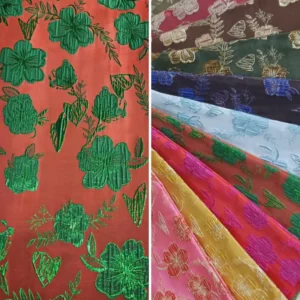 148gsm Polyester Metallic Yarn-Dyed Embossed Feel Jacquard 3D Woven Texture for Evening Gowns
