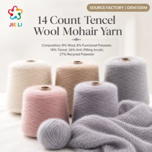 14NM Tencel Wool Mohair Blended Yarn Anti Pilling Functional Polyester Luxury Knitting Yarn Custom Color Factory Supply