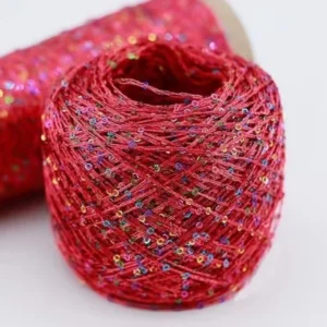 150D+2mm/3mm Sequins Yarns for Women Sweater 100% Polyester Hand Knitting Colorful Sequin Yarn 1Kg Per Roll