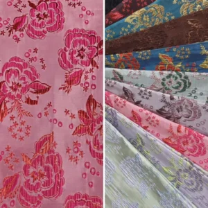 150gsm Polyester Metallic Yarn-Dyed Sheer Large Floral Pattern Jacquard Fabrics for Evening Gowns
