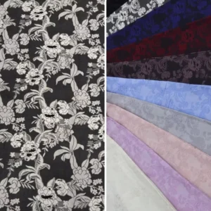 159gsm 3D Textured Jacquard Transparent Mesh Yarn Dyed Woven Fabrics for Evening Dress and Blouse