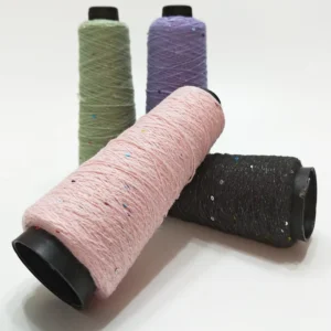 15S/2 Spun Acrylic Fancy Knitting Yarn with Glitter Blend and Sequin Custom Color Garment Use