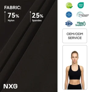 160GSM Knit Fabric for Running Sports Bras 75% Nylon 25% Spandex Moisture Wicking Anti UV OEM