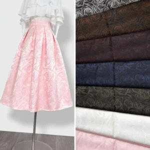 176gsm Metallic Polyester Jacquard Brocade Fabric Lightweight Satin Yarn Dyed Woven Designer Clothing Material
