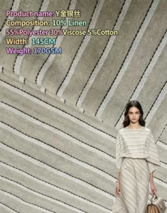 180GSMLinenPolyester AdhesiveEco Friendly Woven Polyesterfor Sustainable Fashion Brands Recycled Bulk MOQ 2M Jacquard Fabric