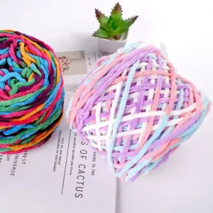 190g 6mm Multi Color Velvet Fancy Yarn 100% Acrylic Hand Knitting Thick Chunky Chenille Crochet Weaving Flame Sewing