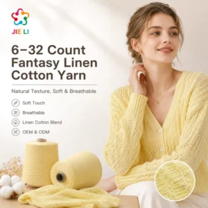 2/32NM Iridescent Linen Cotton Blended Yarn Breathable Gradient Fancy Yarn OEM ODM Summer Knitwear Custom Color Bulk Supply