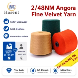 2/48NM Angora Fine Velvet Yarn Soft Breathable Knitting Yarn for Sweater Knitwear Factory Direct Supply Free Samples