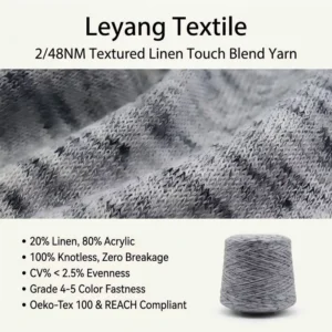 2 48NM Dyed Linen Blend Melange Yarn Linen Touch Ring Spun Fancy Knitting for Summer Sweaters Breathable Lightweight Soft