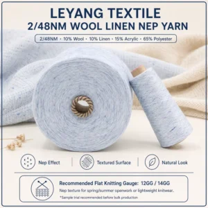 2 48NM Speckled Wool Linen Nep Yarn Knitting Weaving Yarn for Fashion Sweater Cardigan Knitwear Custom Color Supplier