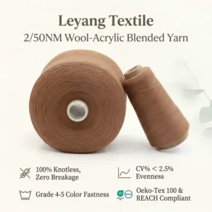 2 50NM Wool Blended Fancy Yarn Velvet Dyed Soft Smooth Anti pilling Ring Spun Knitting Yarn