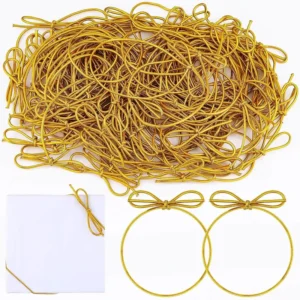 200pcs Gold Coated Pre Tied Metallic Cord 100% Polyester Woven Eco Friendly SGS Certified for Packaging & Garment Use