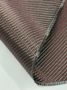 210gsm Twill Carbon Fiber Cloth with Red Silver Yarn for Decoration & Modification