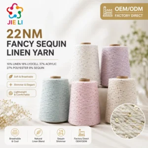 22NM Floral Sequin Linen Lyocell Yarn 10Linen 18Lyocell Shiny Breathable Summer Knit Woven Yarn Custom Color Factory Supply