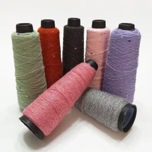 22S/2 Metallic Wool Sequin Fancy Spun Yarn for Crochet & Knit Garment Making