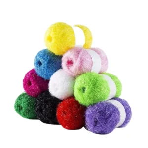 23 Colors Polyester Glitter Centipede Yarn Feather Yarn for Crochet Dish Scrubber