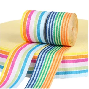 25mm Colorful Stripe Printed Grosgrain Ribbon 50Yards Roll Polyester Decor Ribbon for Gift Wrapping DIY Bow Craft