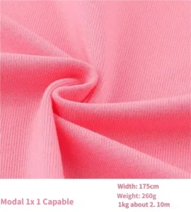 260G 92% Rayon 8% Spandex Modal 1×1 Rib Fabric for Women Base Layer