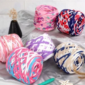 285g roll 100% Polyester High Tenacity Dyed Fancy Yarn for Hand Knitting Crochet Rainbow Colored T Shirts Ring Spun Yishun Brand