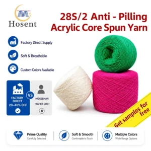 28S/2 Anti-Pilling Acrylic Core Spun Yarn Soft Breathable for Sweater Knitwear Factory Direct Custom Color Free Sample