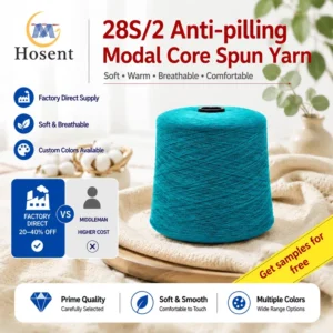 28S 2 Anti Pilling Modal Core Spun Yarn Soft Breathable Knitting Yarn for Sweater Factory Direct Free Samples