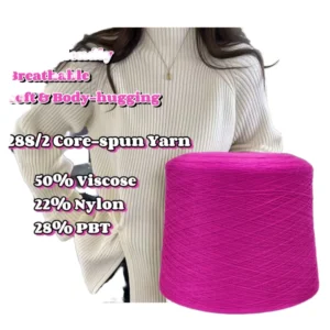 28S/2 High Elasticity Core-Spun Viscose Nylon PBT Blended Yarn Anti-static Anti-Bacteria Eco-Friendly for Knitting