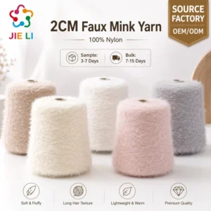 2CM Fake Mink Fleece Yarn 100% Nylon Fluffy Long Pile Fancy Knitting Yarn For Ladies Winter Sweater Custom Color Factory Supply
