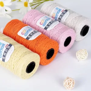 2mm Hollow Acrylic Blended Yarn Dyed for Hand Knitting DIY Crochet Bags Casual Beach Hats and Cushion Materials