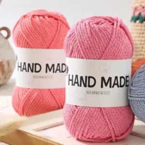 2mm Round Strand Hollow Cotton Yarn Medium Thick DIY Hand Knitting Thread for Crochet Holiday Beach Bag