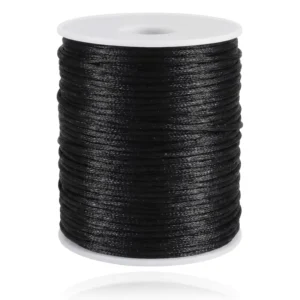 2mm X 100m Black Satin Coated Nylon Rattail Cord Beading String For Jewelry Making Bracelets Necklaces Garment Home Textile