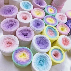 300G Fancy Blended Rainbow Crochet Yarn Cotton Gradient Knitting Yarn 1000Meters