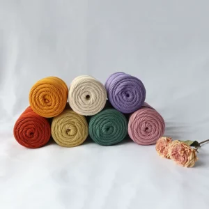 300g Handmade 100% Polyester Cotton Cord Yarn Natural Dyed Fancy Flat Yarn with Hollow Texture for Knitting DIY Handmade