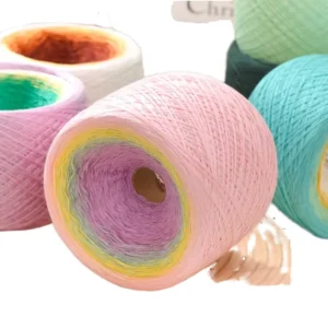 300g Mercerized Cotton Acrylic Anti Pilling OE Gradient Shawl Long Segment Hand Woven Knitting with Dyed Pattern Blended Yarn