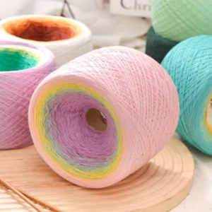 300g Mercerized Cotton and Acrylic Gradient Shawl Long Segment Hand Woven Knitting with Dyed Pattern Cotton Blended Yarn