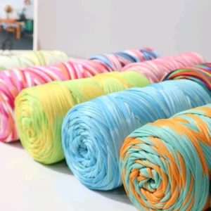 300grams=150m 95% Polyester Multicolored Cloth Line Blended Crochet Dyed Chunky Yarn for Hand Knitting