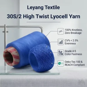 30S/2 High Twist Eco-Friendly Dyed Blended Lyocell Yarn Anti-wrinkle Silky Smooth Breathable Summer Knitting Factory Direct Ring