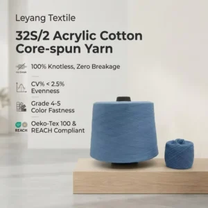 32S/2 Core Spun Ring Spun Yarn Dyed Acrylic Cotton PBT Blend High Elastic Soft Breathable Anti-Pilling Sweater Knitting