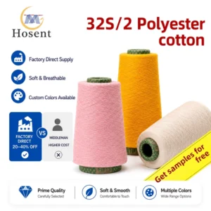 32S/2 Polyester Cotton Yarn T/C Blend Soft Breathable Knitting Yarn for T-shirt Socks Factory Direct Free Sample
