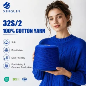 32s 2 Combed Cotton Yarn 100% Pure Cotton Knitting Yarn for T shirts Breathable Soft Factory Price