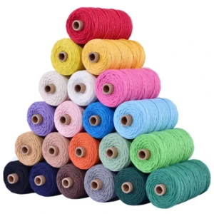 3mm 300g 100% Cotton Custom Color Macrame Plied and Core Spun Rope Yarn for DIY Handmade Wedding Decor